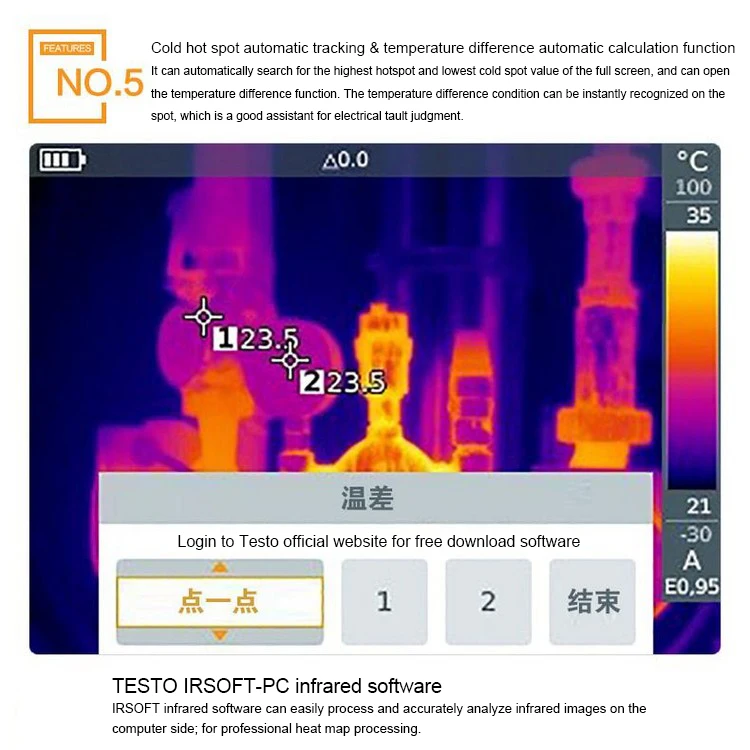 Testo 868 тепловизор термометр 320 × 240 инфракрасная тепловизор камеры Termometro 3,5 'lcd Видимый светильник