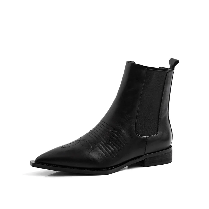 black not fur ASUMER/размеры 34-40; модные ботинки из натуральной кожи; ботинки с острым носком на низком каблуке; сезон осень-зима; простые женские ботильоны; Новинка года - Цвет: black not fur