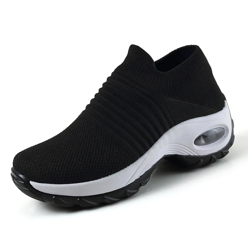 2020 women's running walking shoes spring and summer mesh breathable knitted sports shoes women's soft Platform Slip On Loafers