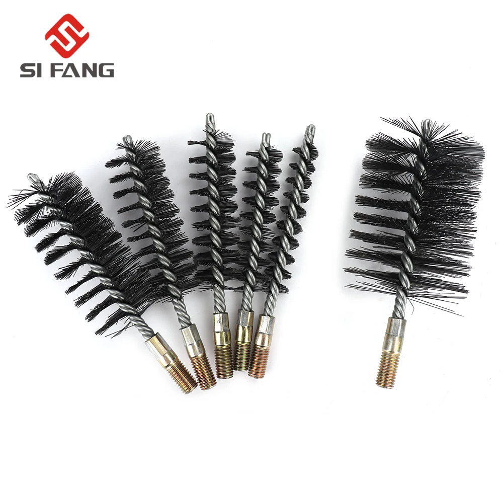 18/22/25/32/40/50/65/75mm Gewinde Draht Pinsel Metall pinsel Arbeits Edelstahl Draht Rohr Rohr Reinigung Schornstein Pinsel Kit – Detail 7