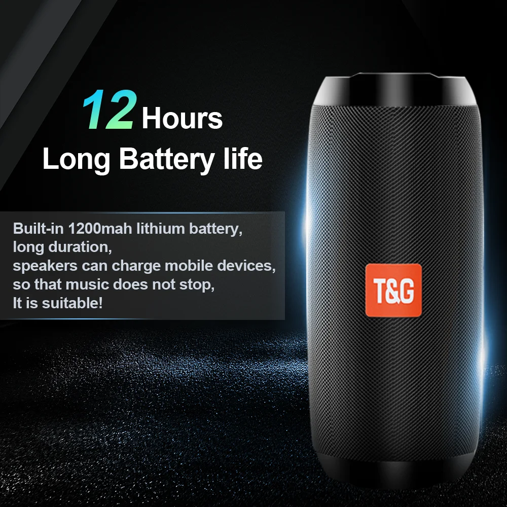 TG117 Outdoor Speaker 10W USB Waterproof Portable Hifi Wireless Column Loudspeaker Support TF Card FM Radio Aux Input
