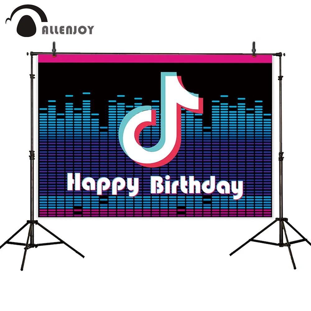 

Allenjoy Birthday tik Vedio Music Note Party Photography Backdrop Celebrate Background Portrait Photophone for Photo Studio