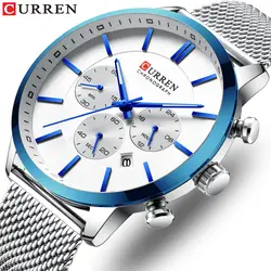 Curren Мужские часы модные деловые часы мужские повседневные водонепроницаемые кварцевые наручные часы синие стальные часы Relogio Masculino