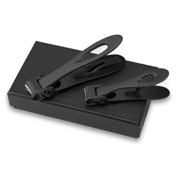

2PCS/SET Black Fingernail &Toenail Clipper with Sharp and Sturdy Blade, Stainless Steel Clippers