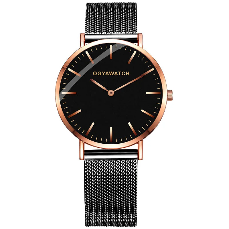 Простые Женские часы, ультра тонкие женские часы из розового золота, женские модные наручные часы, женские часы в подарок, Relogio Feminino Saat - Цвет: black