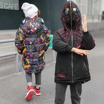 

Cool Boys Padded Jackets Autumn Winter Cartoon Print Outfit Double-Side Wear Children Outerwear 3 -10 years old