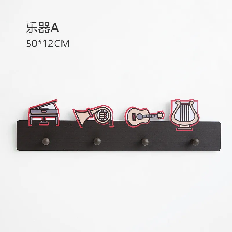 Musical instrument A Деревянная мультяшная настенная вешалка с крючком, украшение для детской спальни, декоративная настенная наклейка, модный настенный держатель для хранения, крючок - Цвет: Musical instrument A