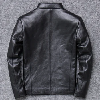 

2020 New Men's Genuine Leather Jacket Cowhide Spring Autumn Real Cow Leather Coat Plus Size Veste Cuir Homme V-1924