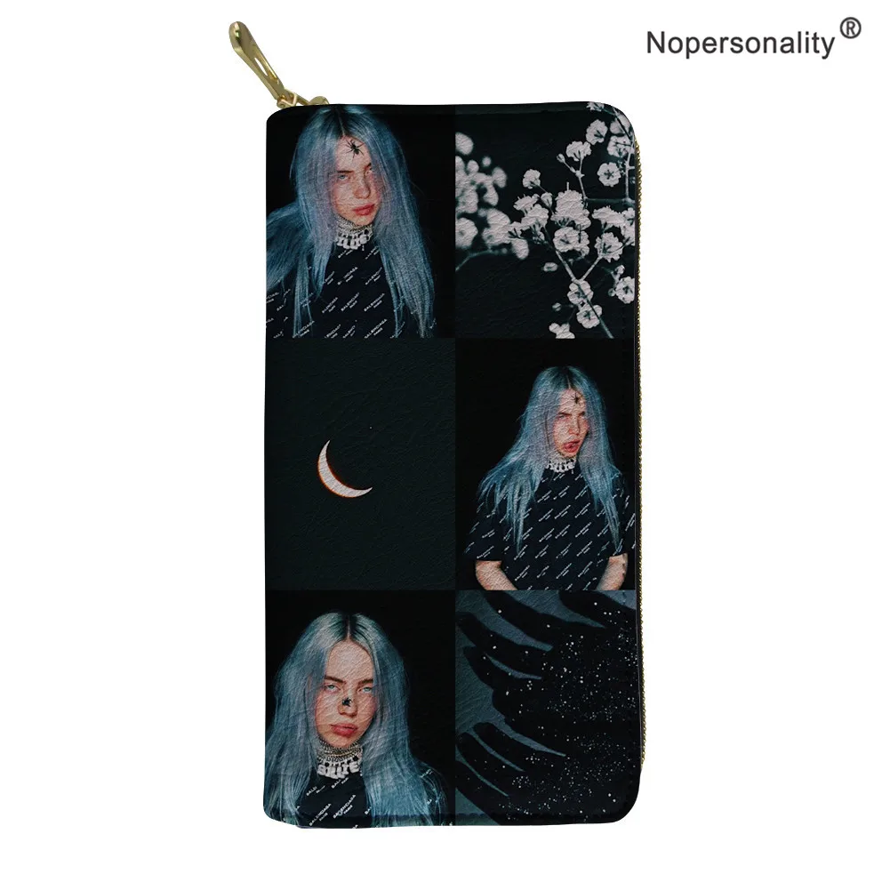 Nopersonality Billie Eilish, длинный женский кошелек с принтом, кошелек из искусственной кожи на молнии, Женский кошелек, клатч, женский кошелек, кошелек для монет - Цвет: YY2550Z21