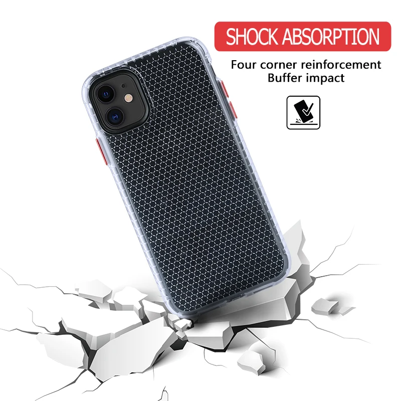 Прозрачный красный противоударный чехол для iPhone XR X XS Max 8 7 6 6S Plus Honeycomb Hybirrd TPU+ PC Защитная задняя крышка Capa - Цвет: 4