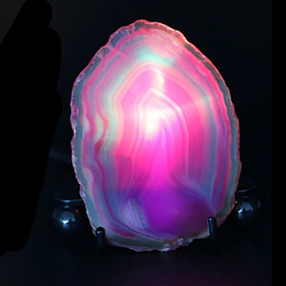 

Festival Night Light USB Charging Mini Gift Craft Colorful LED Energy Saving Home Agate Slices Desktop Decorative Table Romantic