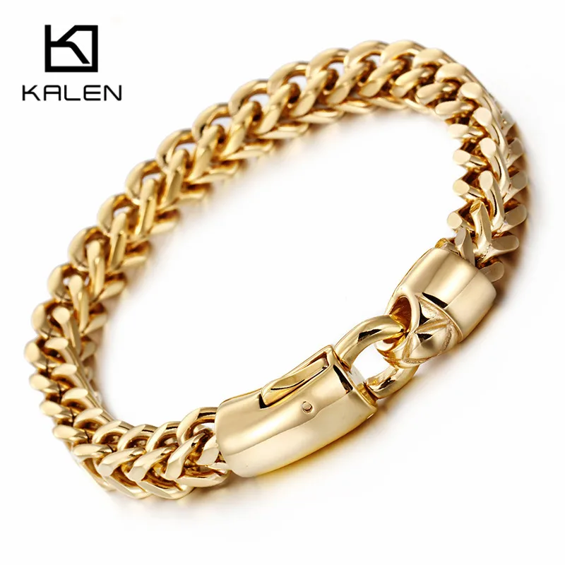 Дубай золотой цвет звено цепи браслет для мужчин нержавеющая сталь полированные ювелирные изделия ручной цепи аксессуары подарки на день рождения