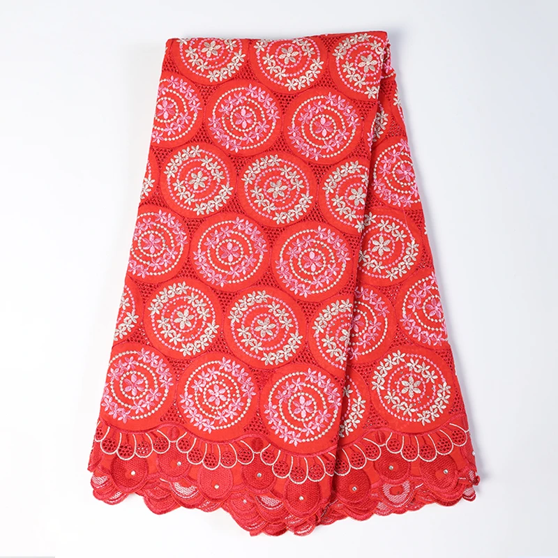 

Nigerian African Guipure Lace Fabric High Quality Beaded Voile Circle Lace Fabric For Garment Clothing Wedding Party