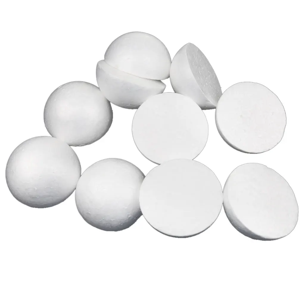 10Pcs White Modelling Craft Polystyrene Foam Half Round Balls Spheres 100mm