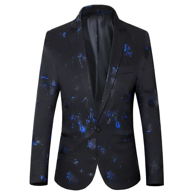 Mens Luxury Floral Printed Suit Blazer Homme Night Club Stage Wedding 2020 Single Breasted Jacket Ternos Masculino Luxo 5XL 6XL 4