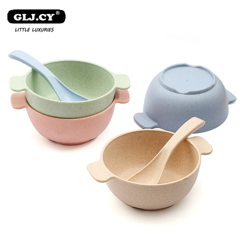 

2 Pcs/set Of Infant Feeding Utensils Eco-friendly Children's Dishes Infant Eating Utensils Heat-proof Training Bowl + Spoon