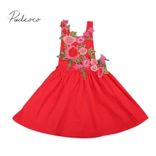 Бутик г., черное/красное платье с объемным цветком для маленьких девочек, вечерние платья на лето