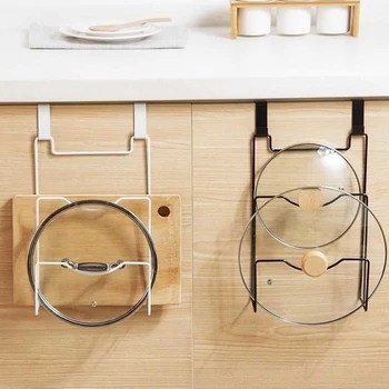 

Kitchen Tool 3 Layer Anti-Fall Metal Drying Pan Pot Rack Cover Lid Rest Stand Spoon Holder Save Space Cupboard Door Hanger Racks