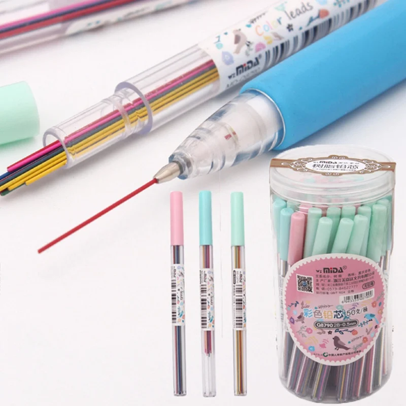 

1box 0.5 /0.7 Mm Colorful Mechanical Automatic Pencil Lead Art Sketch Drawing Color Pencil Lead School Office Supplies