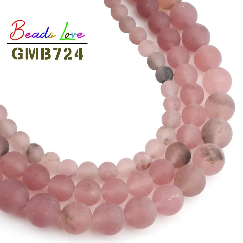 

Natural Stone Dull Polish Matte strawberry quartzs Round Loose Beads For Jewelry Making 6 8 10mm Diy Bracelet Necklace 15 Inch