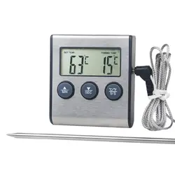 Thermomètre de cuisine numérique à affichage LCD, longue sonde pour four à Grill, alarme de cuisson de la viande, minuterie outils de mesure, nouveauté 2020 