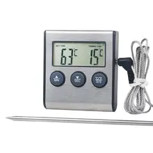 Digital cozinha termômetro display lcd sonda longa para grill forno alimentos carne cozinhar alarme temporizador ferramentas de medição
