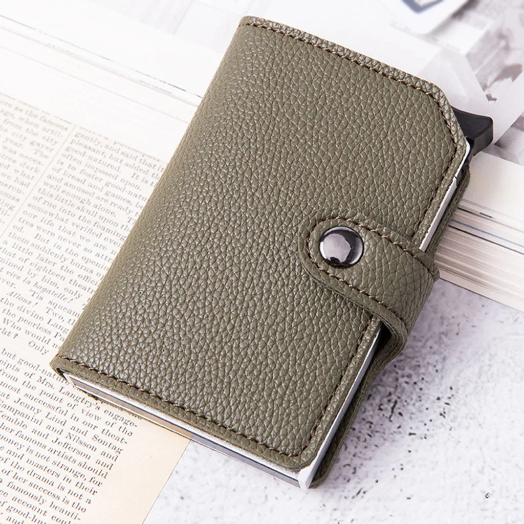 Unisex Leather ID Card Case Daily and Business Card Holder Protector Credit Card Passport Wallet for Men Women Package Box