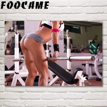 

FOOCAME Gyms Working Out Dumbbells Muscles Fitness Sports Art Silk Posters and Prints Room Decoration Pictures Wall Painting