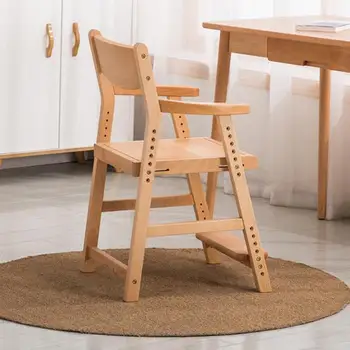 

Children's Study Chair Primary School Students'home Writing Chair Solid Wood Backrest Computer Desk Chair Adjustable Lifting Cha