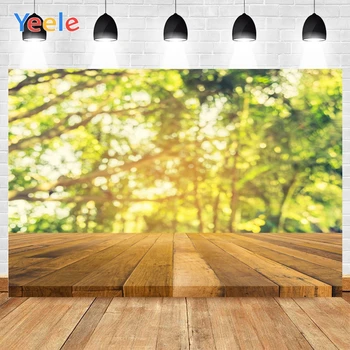 

Yeele Wooden Floor Green Tree Bright Warm Sunshine Background Photophone Photography Photo Studio for Decoration Customized Size