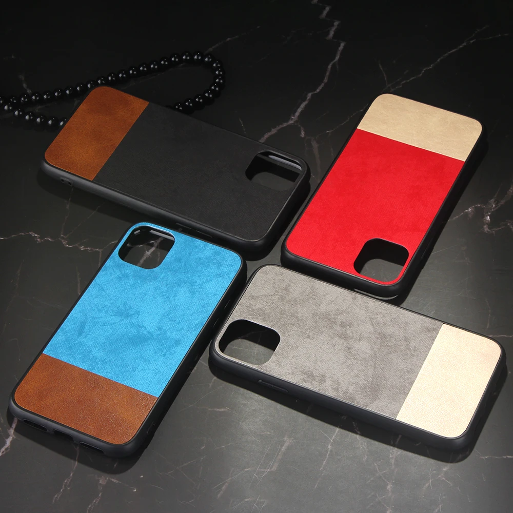 

DRXENN Color Matching Cowboy Leather Case For Apple iPhone 11 Pro Max Anti-Fall Back Cover For Apple iPhone XS Max XR X Cover