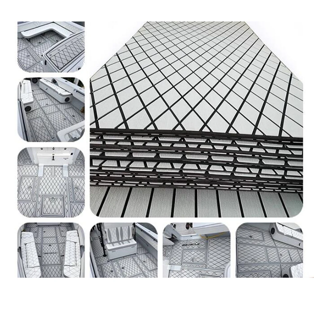 1 Pcs Cross Style EVA Foam Teak Sheet Boat Flooring Boat Decking Self-Adhesive Pad 190x35x0.6 cm