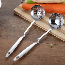 Изогнутая рукоятка горячего горшка ложка из нержавеющей стали суп ковшовый дуршлаг утолщение удлинение кулинарная ложка половник-дуршлаг кухонная тарелка