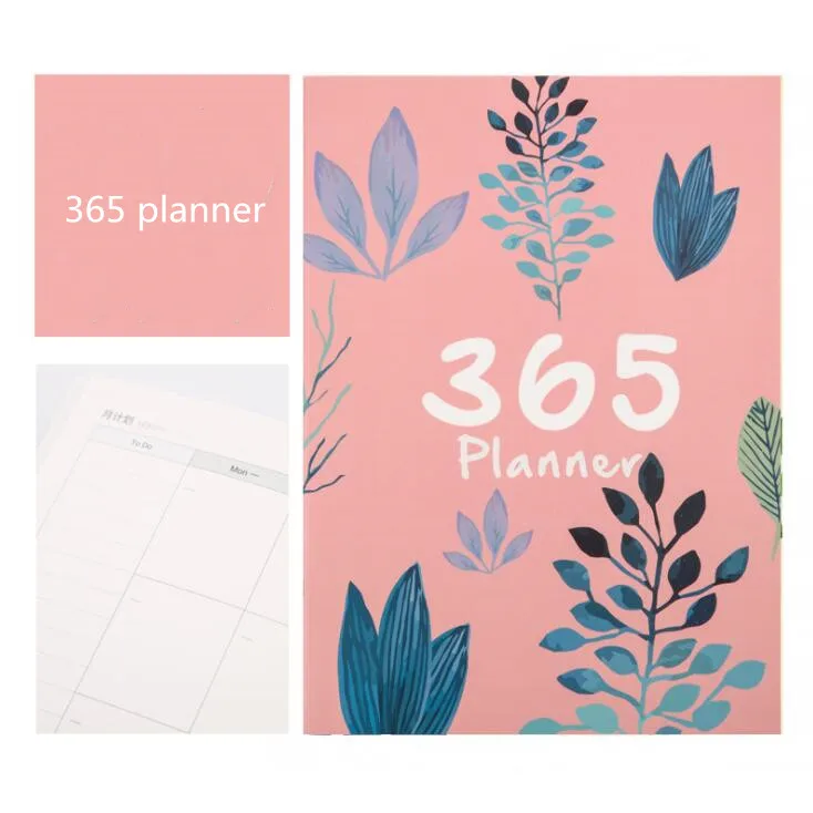 365 planner pink 1 шт. A4 большой размер цветы Флора 365 дней планировщик записная книжка-органайзер расписание дневники учебная работа Ежемесячный план школьные канцелярские принадлежности - Цвет: 365 planner pink
