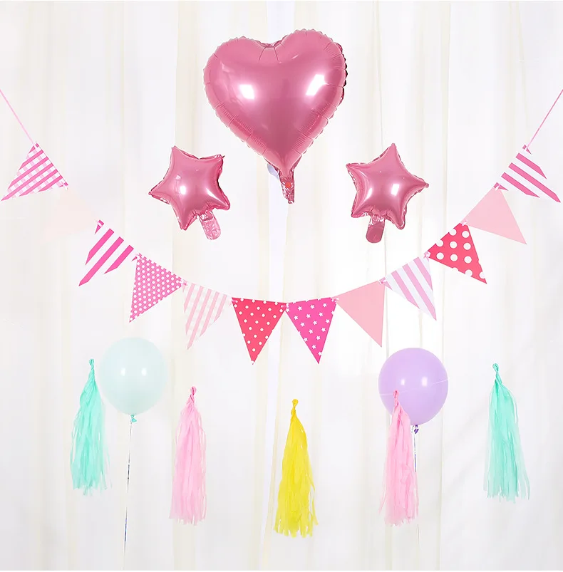 Wholesale Color Paper Triangular Hanging Flag Festive Decorations Banner Birthday Party Decorative Supplies Foreign Trade Hot Sa