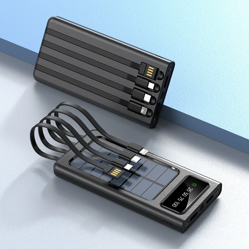 Cargador solar de carga rápida, cargador de panel de batería portátil de  30000 mAh, cargador de batería QC3.0 de doble puerto USB para todos los