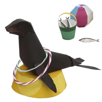 

Sea Lion Folding Cutting Mini Cute 3D Paper Model Papercraft Marine Animal Figure DIY Kids Adult Handmade Craft Toys QD-092