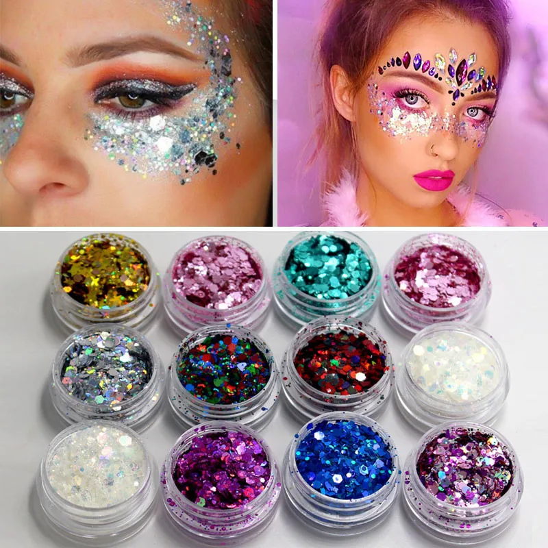 12 Color Glitter Shimmer Hair Glitter Sequin Body Face Eye Glitter