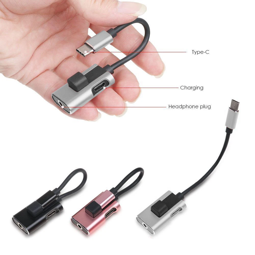 2 в 1 USB Plug And Play type C до 3,5 мм простой в использовании аудио адаптер портативные легкие наушники небольшой зарядный кабель корпус из сплава