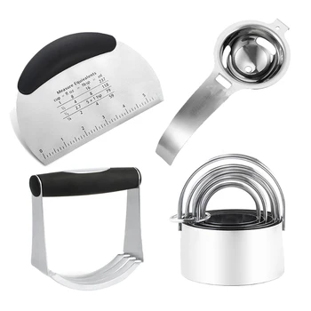

Biscuit Cutter, Dough Blender,Pastry Scraper with Egg Separator, Heavy Duty & Durable Baking Dough Tools