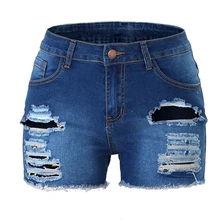 Женские шорты, Новое поступление, летние сексуальные рваные мини шорты для девушек, средняя талия, тянущиеся, уличные, удобные, крутые джинсовые шорты