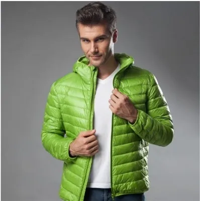 Green 2 Мужская зимняя куртка, портативная, теплая, 90% утиный пух, с капюшоном, мужская куртка, jaqueta masculino chaqueta hombre - Цвет: Green 2