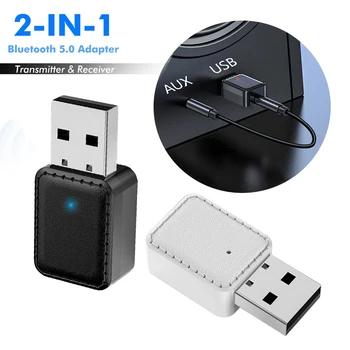 

JINSERTA Car Bluetooth 5.0 Adapter 2-in-1 Wireless Transmitter Receiver Adapters Stereo Music AUX Audio Dongle for Cars TV