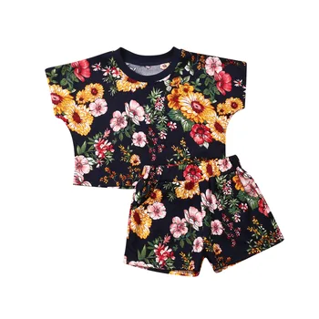 

Newborn Toddler Kids Baby Girl Clothes Set Summer Floral Polka Dot Short Sleeve O-Neck Tops T-shirt Shorts 2Pcs Casual Outfits