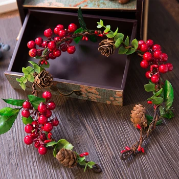 

New Hot Bridal Forest Flower Headband For Women Colorful Fruit Wreath Wedding Hair Accessories Tiara And Crown Hairband