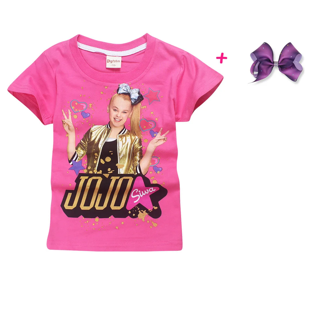 Детская летняя футболка; Одежда для мальчиков и девочек; jojo siwa; футболка с короткими рукавами; детская хлопковая Футболка с рисунком; топы; футболки серого цвета - Цвет: S8356-red
