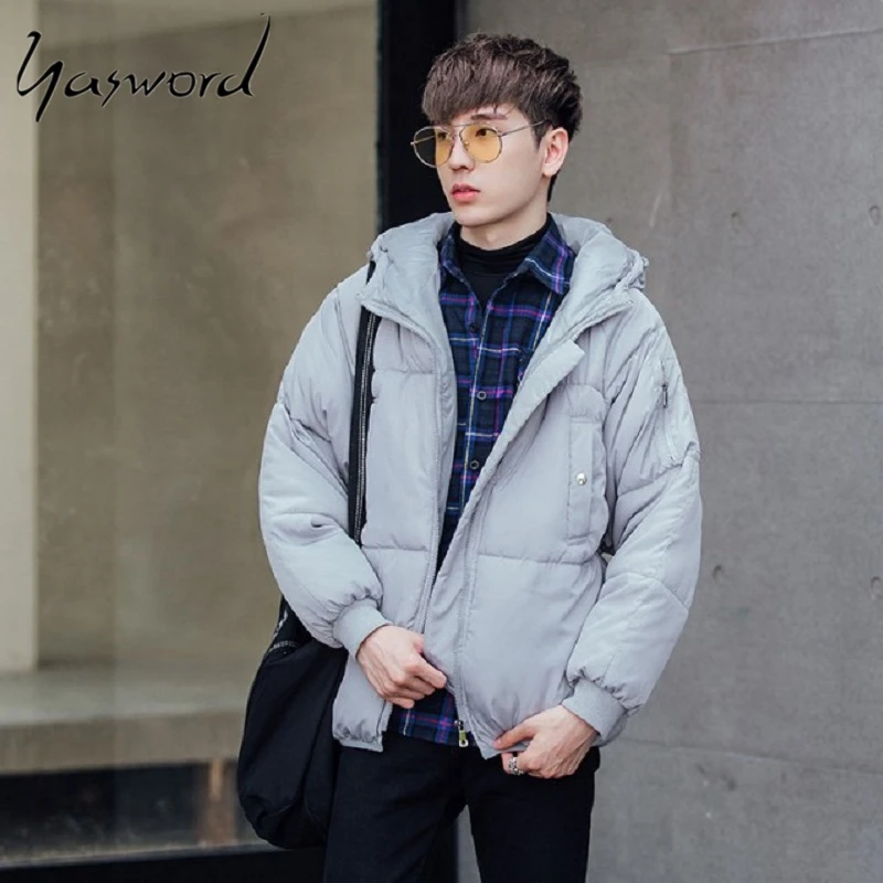 Yasword, Мужская парка, одноцветная, плотное пальто, зимние куртки, теплые, зимние, повседневные, ветрозащитные, с капюшоном, с мехом, мужские, с хлопковой подкладкой, пальто