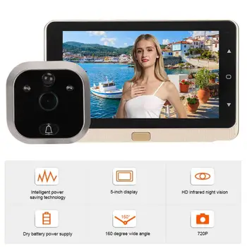 

doorbell camera 5in 720P HD Smart Doorbell PIR Infrared Night Vision Motion Detection Door Viewer for Home Security