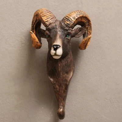 Goat Винтажный настенный крючок-вешалка из смолы, настенный крючок для украшения дома, стерео стойка для животных - Цвет: Goat