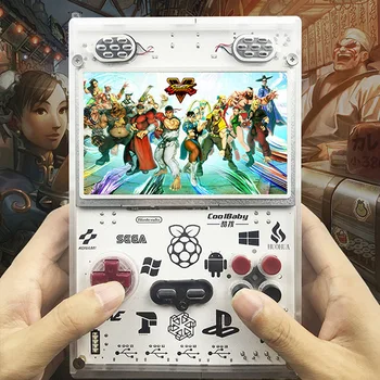 

5.0 Inch IPS Screen Handheld Console for Raspberry Pi Retro Game Player Built-In over 11000 Games Video Game Console(US Plug)